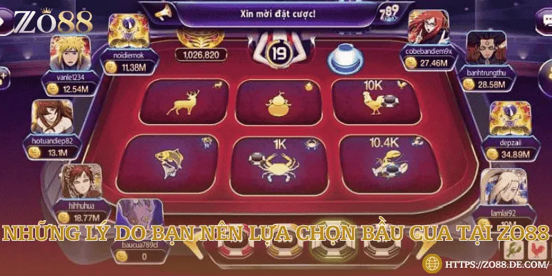 Những lý do bạn nên lựa chọn bầu cua tại Zo88
